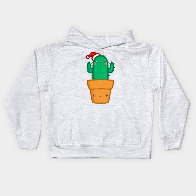 Christmas Cactus - Kawaii Cactus - Cute Cactus Kids Hoodie by perdita00